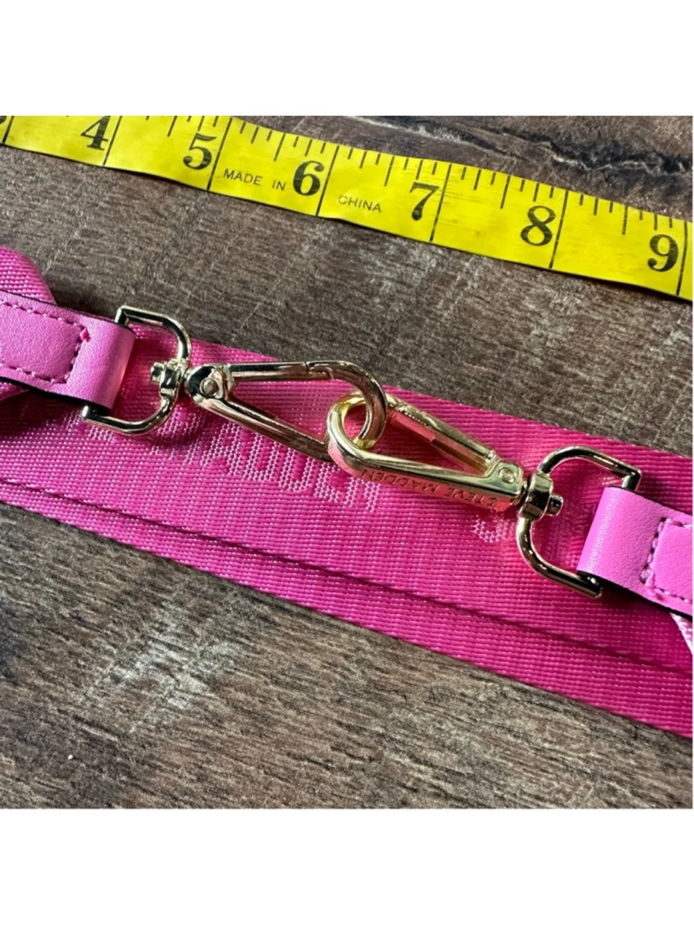 Women's Steve Madden Pink Logo Strap with Detachable adjustable￼Pouch Summer